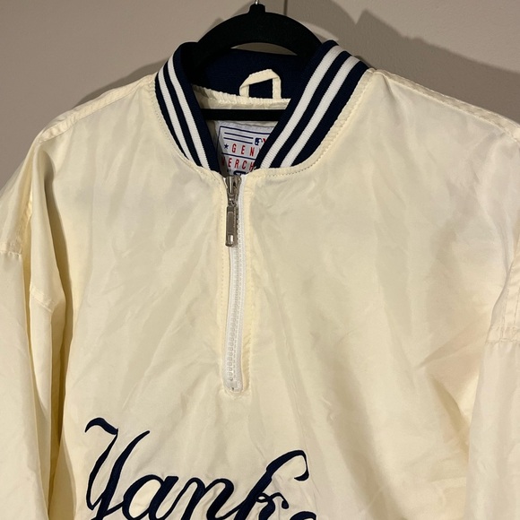 VTG New York Yankees White Starter Genuine 1/4 Zip Pullover Jacket Medium (E) - Picture 9 of 15